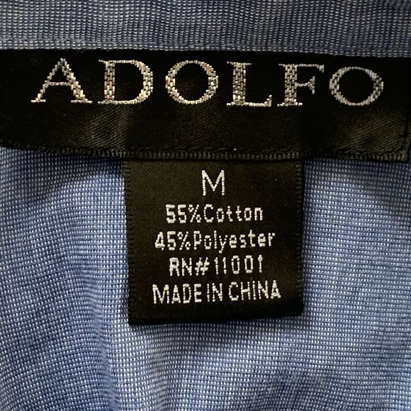 Adolfo Chambray Blue Button-up Shirt Women Size M Ruffles Crystal Buttons - Picture 14 of 14